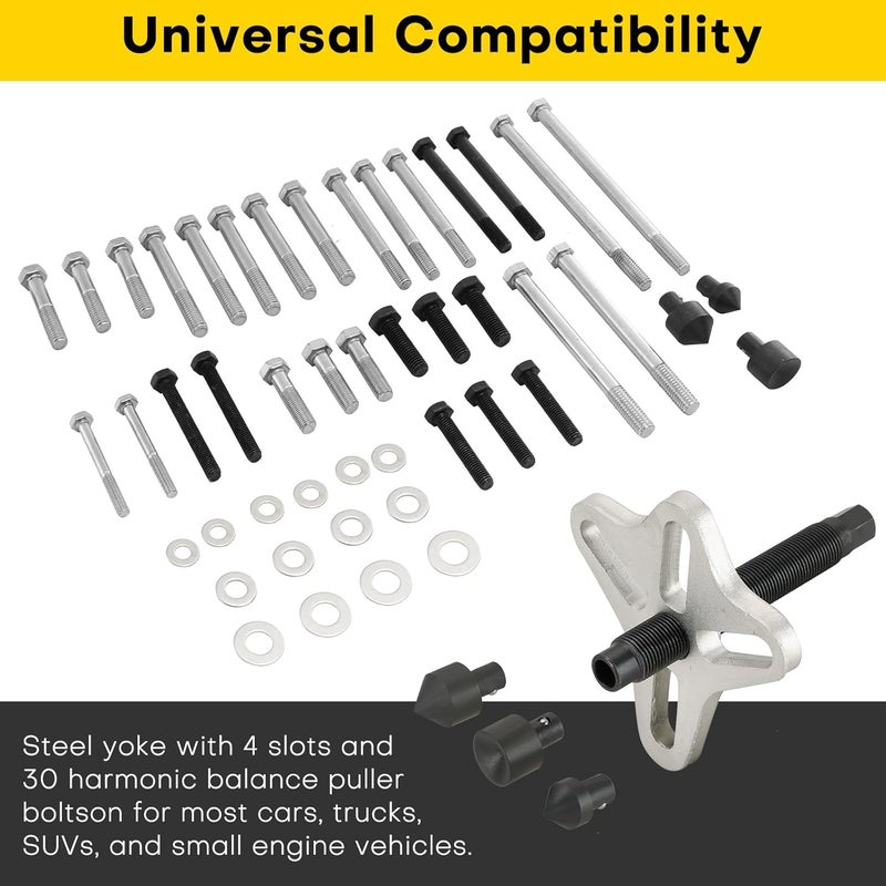 Acymner Harmonic Balancer Puller Set | 46PCS Power Steering Pulley Puller Installer Tool Set, Steering Wheel Pulling Set, Flywheel Remover, Crankshaft Pulley Removal (Blue) - Image 4